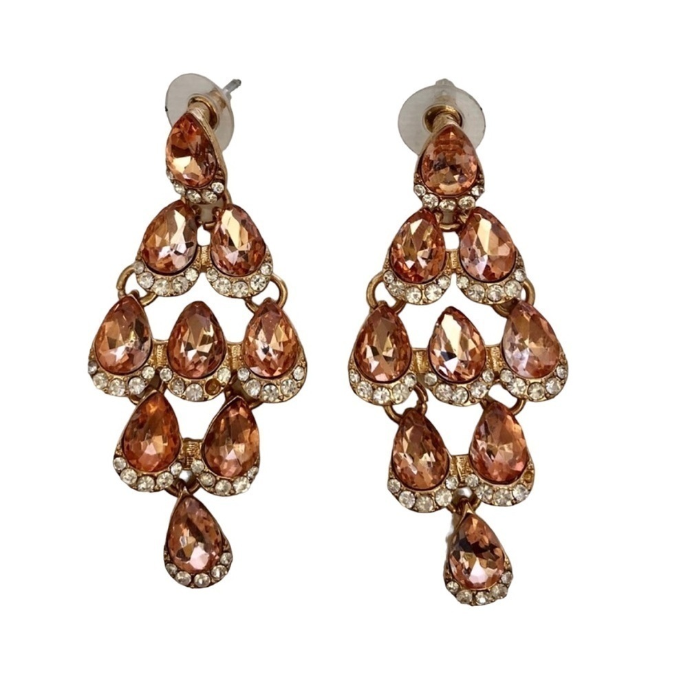 Gorgeous Blush Rhinestone Chandelier Earrings